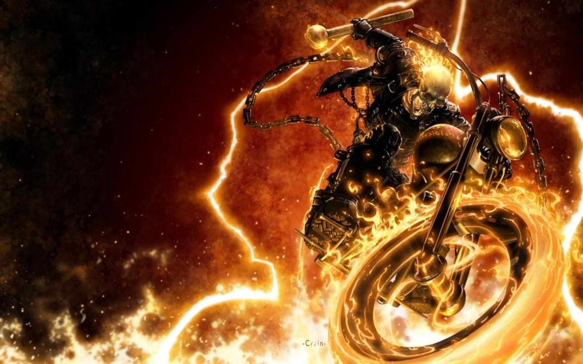 Comics Ghost Rider Marvel Comics Fire Chain Motorcycle - Ghostrider Background - HD Wallpaper 