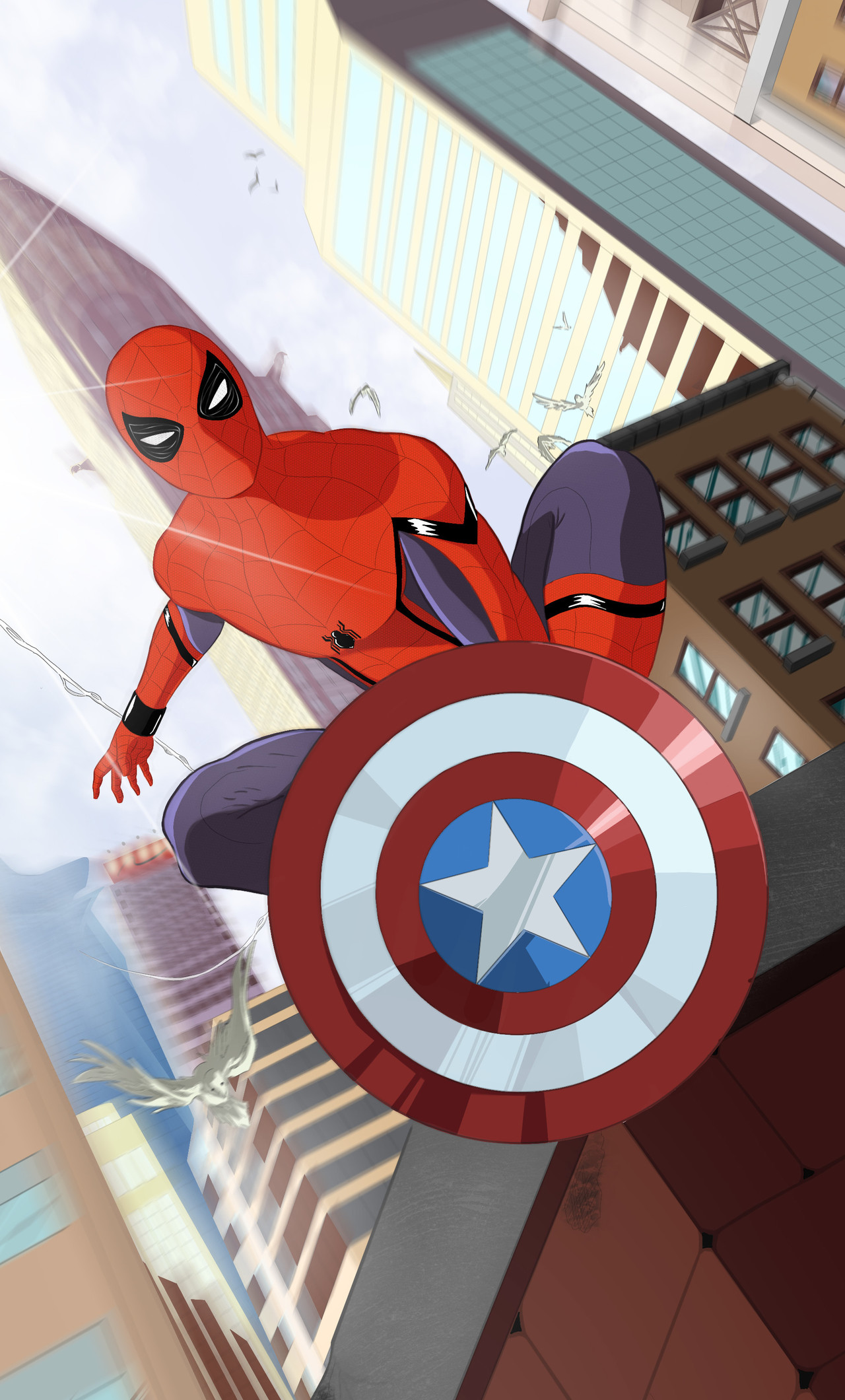 Человек Паук Со Щитом - HD Wallpaper 