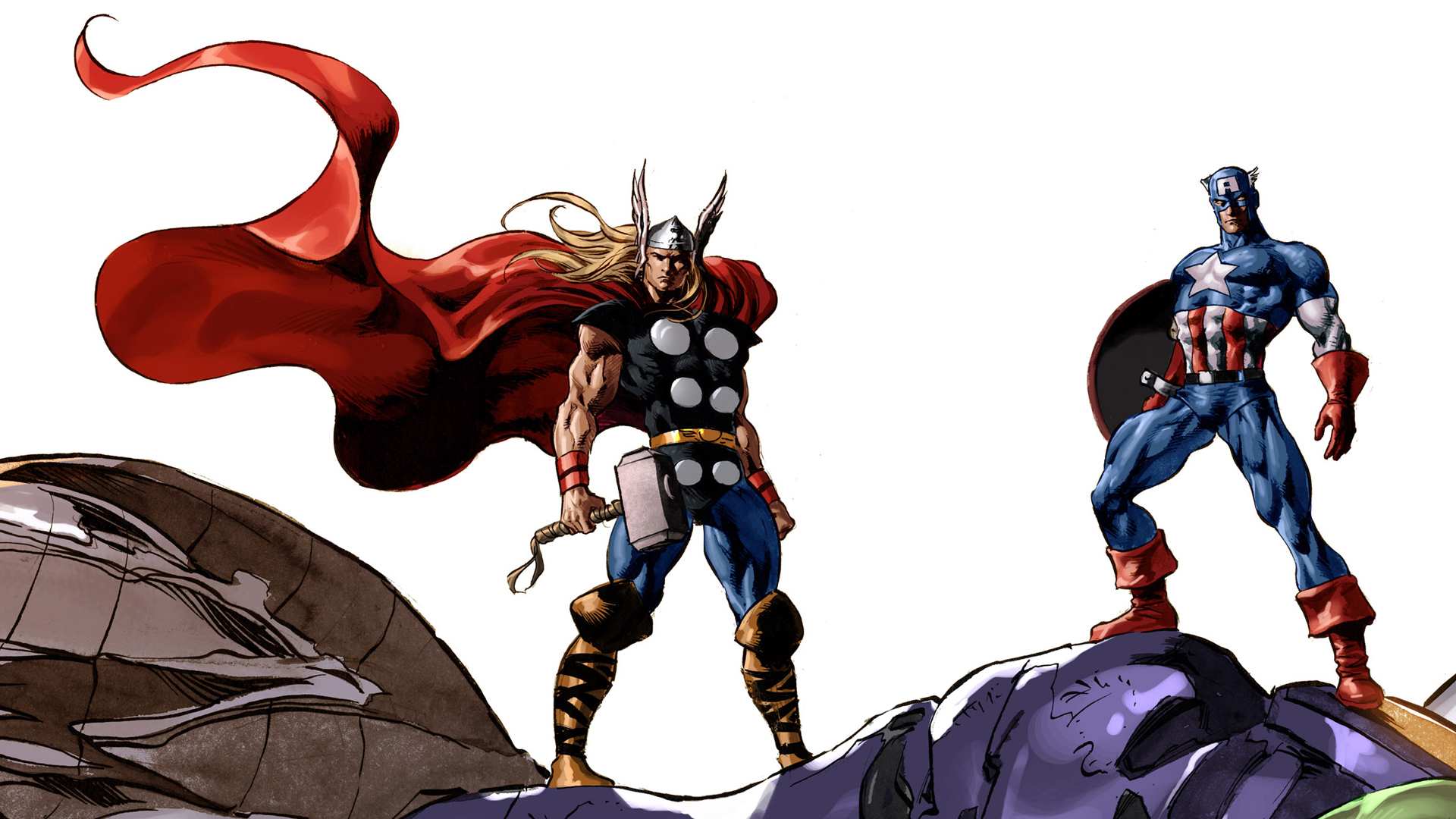 Marvel Captain America And Thor - HD Wallpaper 