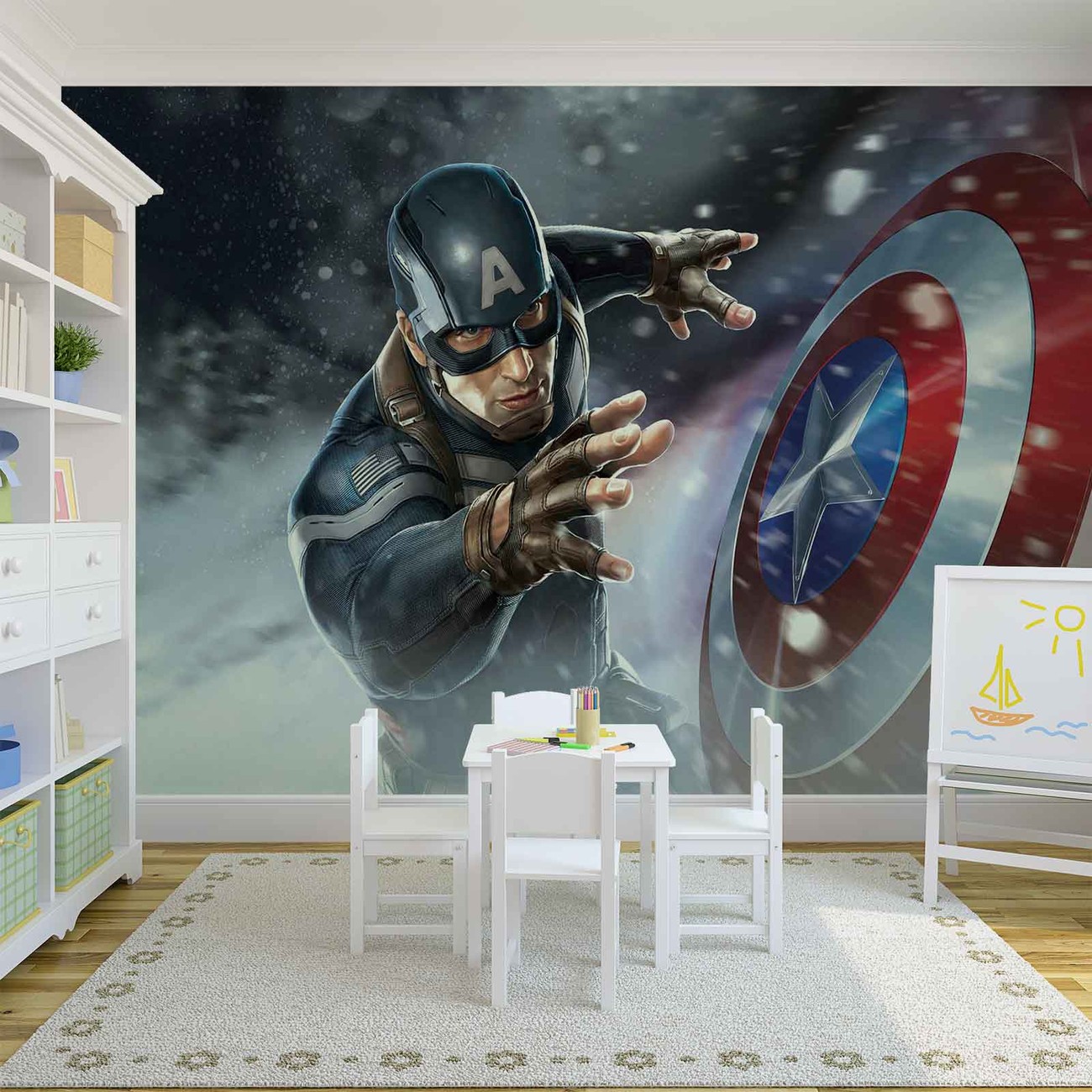 Captain America Wallpaper Mural - HD Wallpaper 