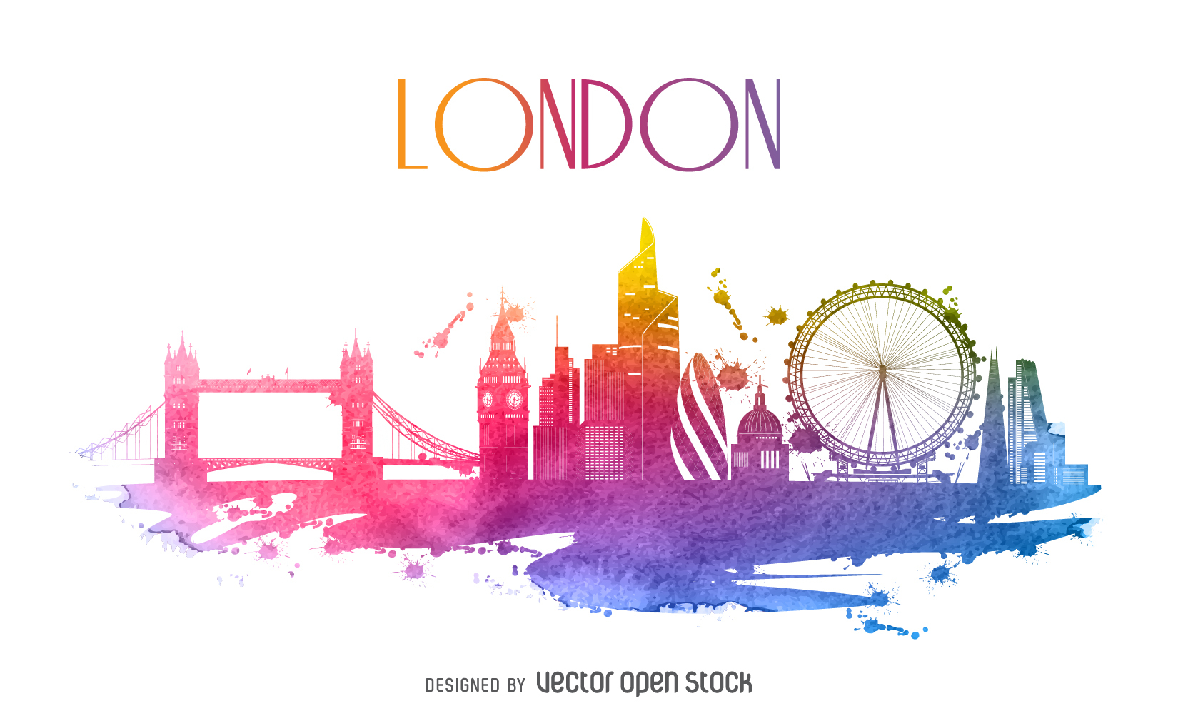 London Watercolor Skyline Silhouette - London Soul Radio - HD Wallpaper 
