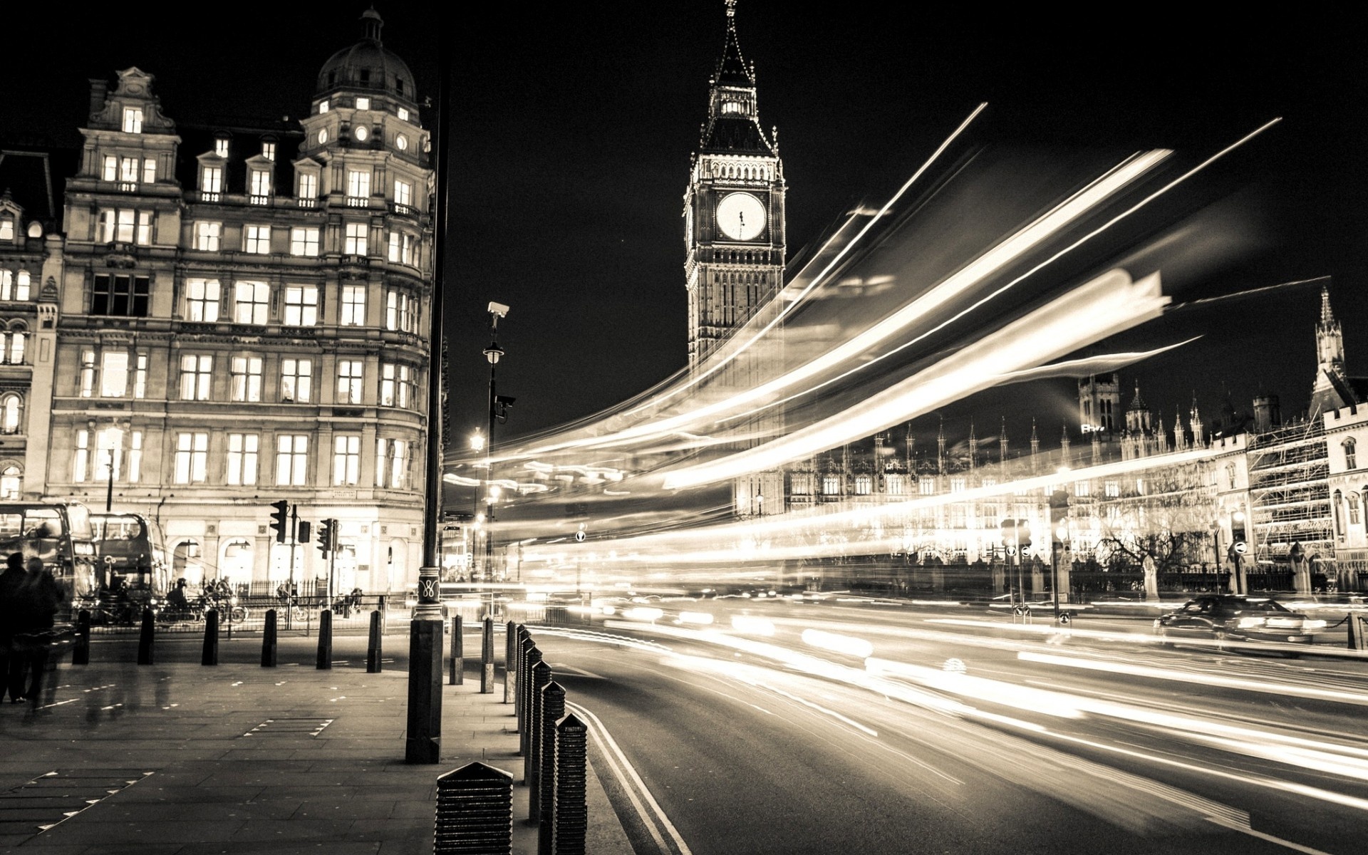 Black And White Lighting Big Ben London - London Wallpaper Black And White - HD Wallpaper 