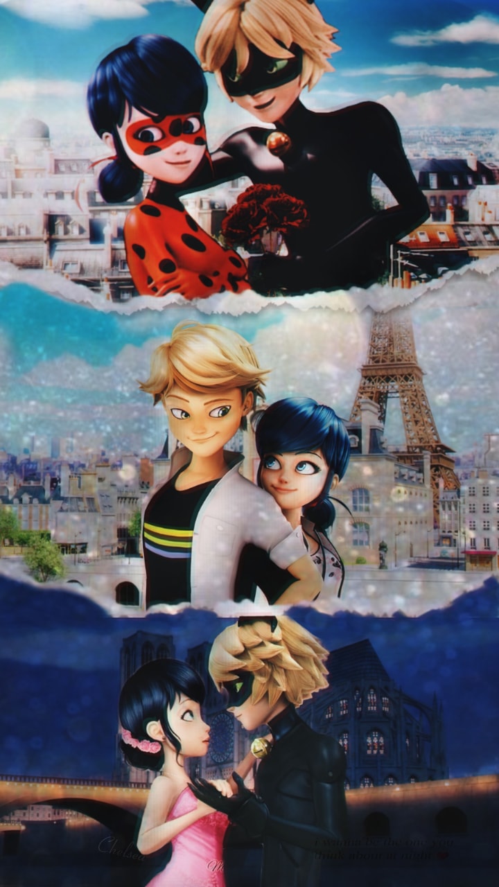 Wallpapers Phone, Ladynoir, And Adrinette Image - Cartoon - HD Wallpaper 