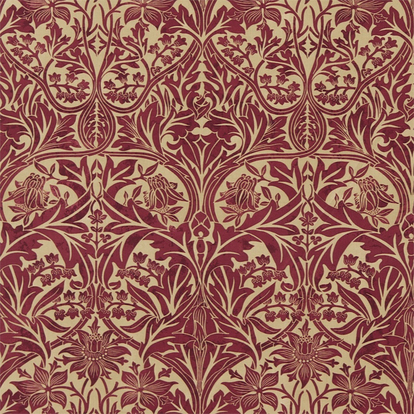 Red William Morris Fabric - HD Wallpaper 