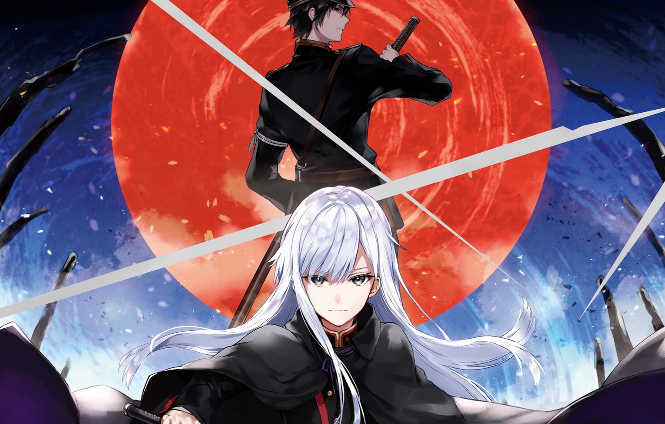 Photo Wallpaper Girl, Sword, Anime, Art, Guy, Owari - Soldiers Anime Katana - HD Wallpaper 