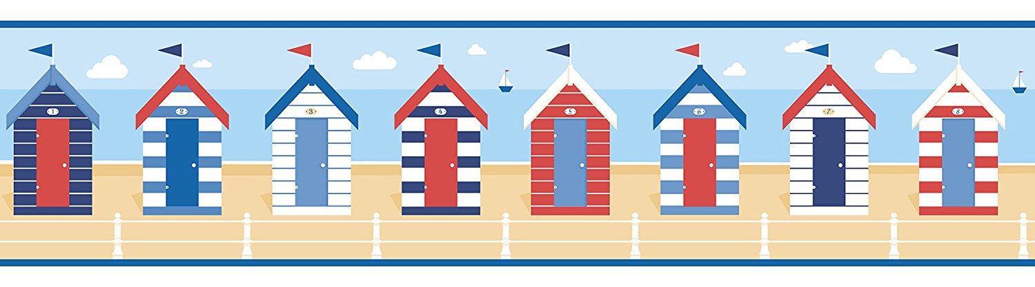 Beach Huts Border Wallpaper - Bathroom Self Adhesive Borders - HD Wallpaper 