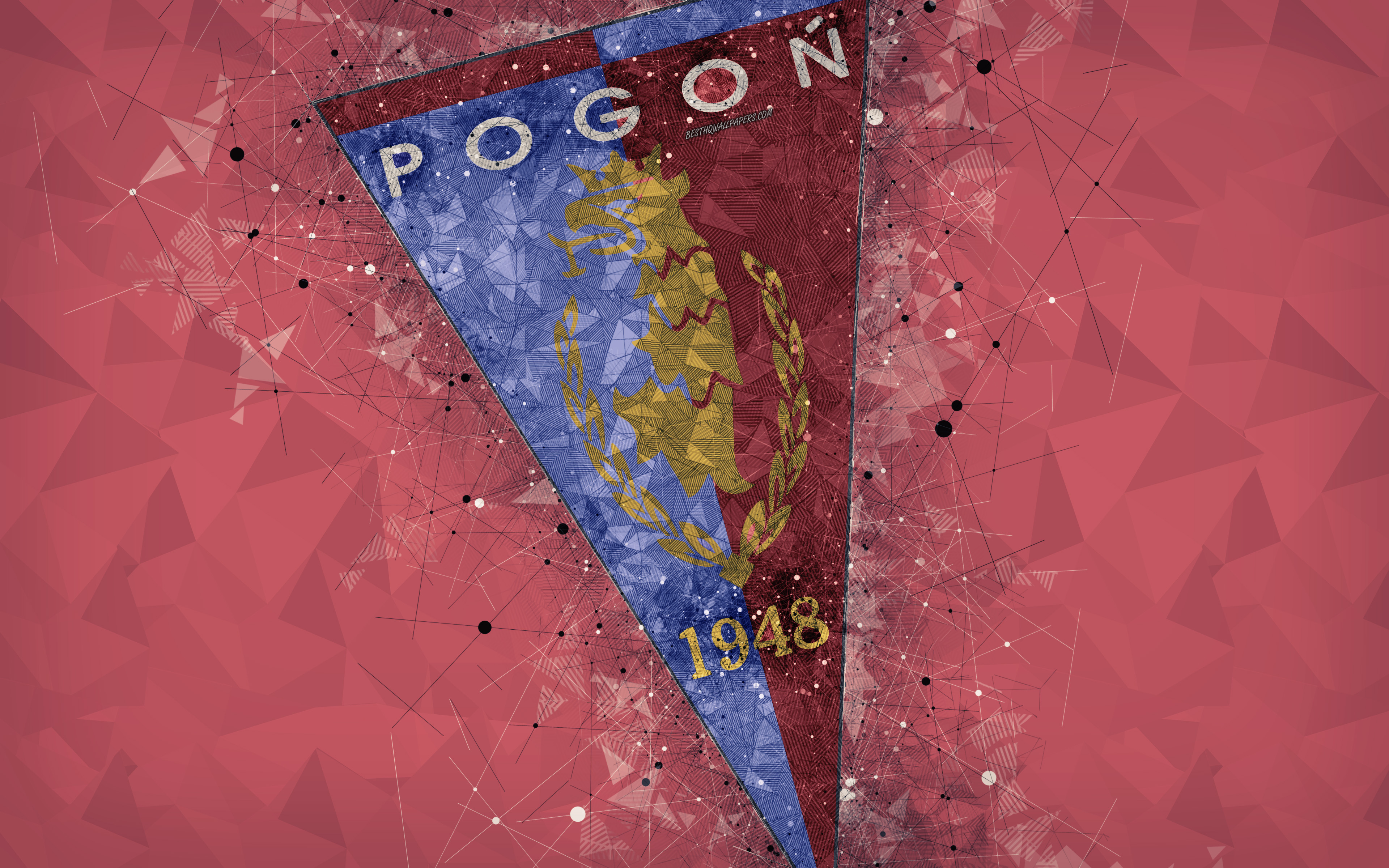 Pogon Szczecin Fc, 4k, Geometric Art, Logo, Red Abstract - Triangle - HD Wallpaper 