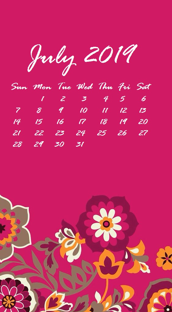 2019 July Iphone Calendar Wallpaper - Vera Bradley Backgrounds - HD Wallpaper 