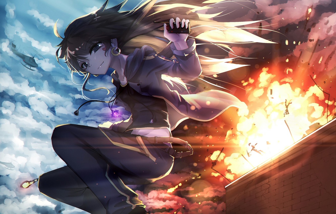 Photo Wallpaper The Sky, Girl, Clouds, The Explosion, - Pixiv Fantasia Tian Ling Qian Ye - HD Wallpaper 