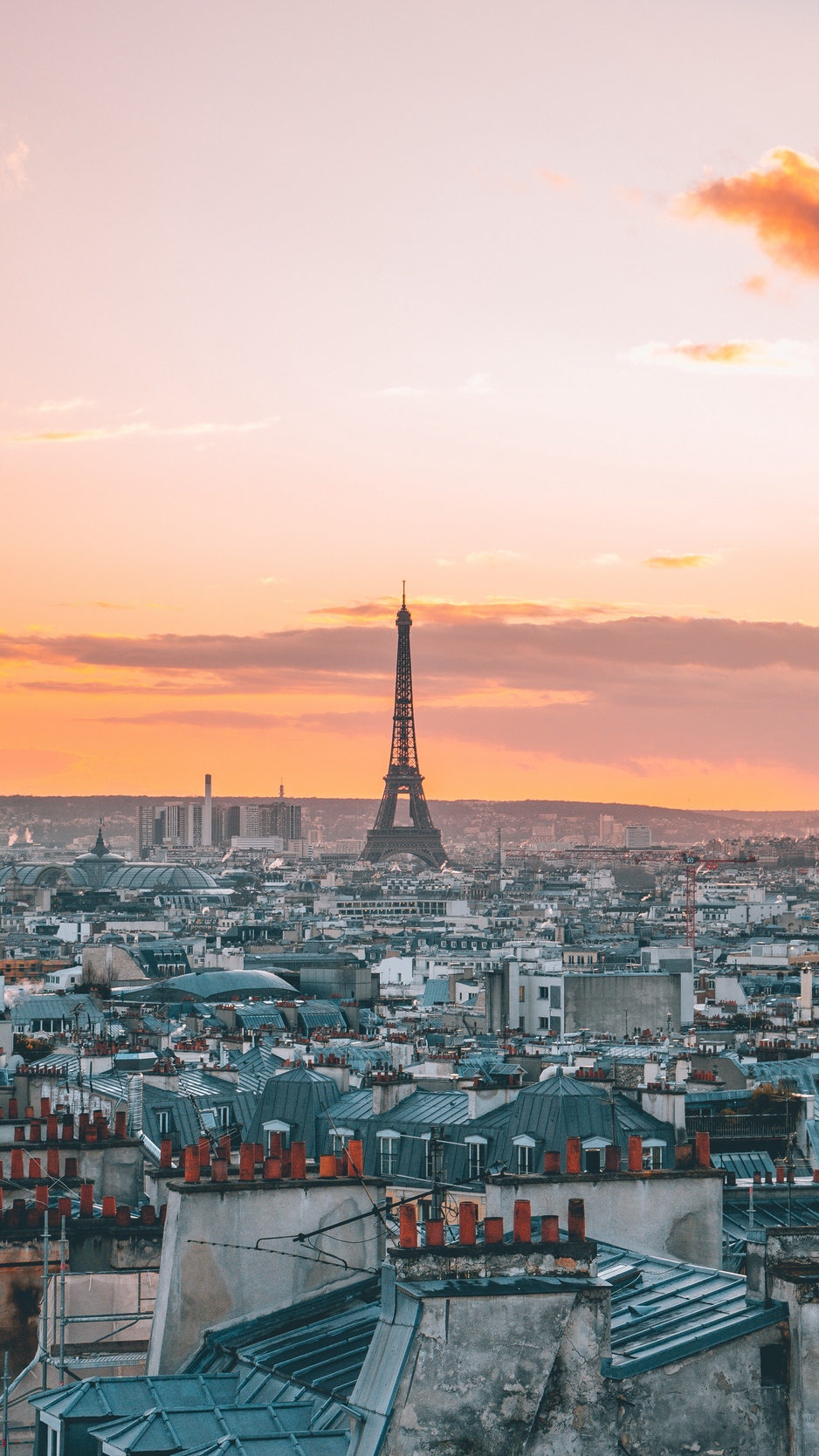 Wallpaper Eiffel Tower, City, Sunset, Top View, Paris, - Paris Sunset Wallpaper Iphone - HD Wallpaper 