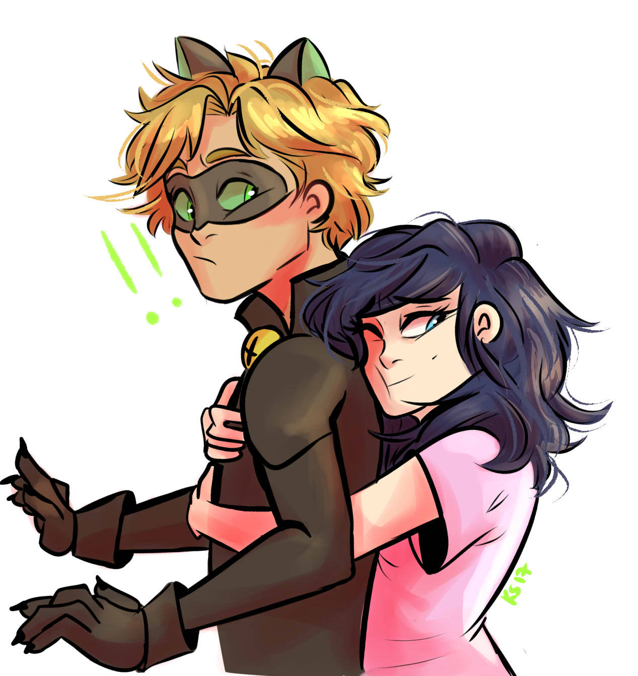Chat Noir And Marinette - Miraculous Chat Noir And Marinette - HD Wallpaper 