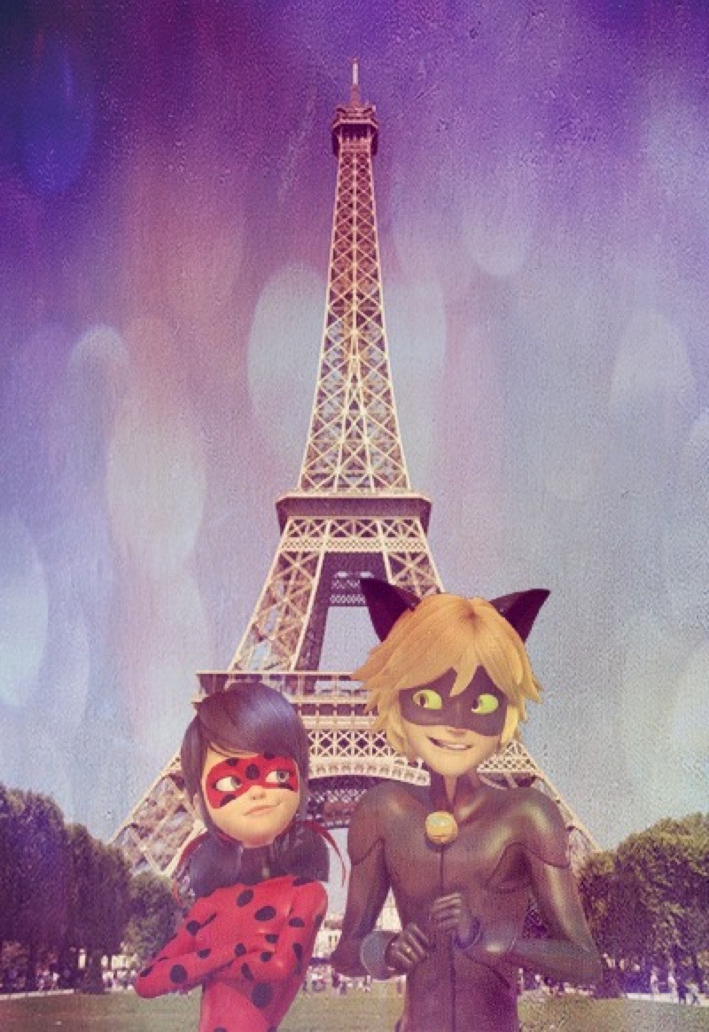 Ladybug And Chat Noir Wallpaper I Made ^ - Eiffel Tower - HD Wallpaper 
