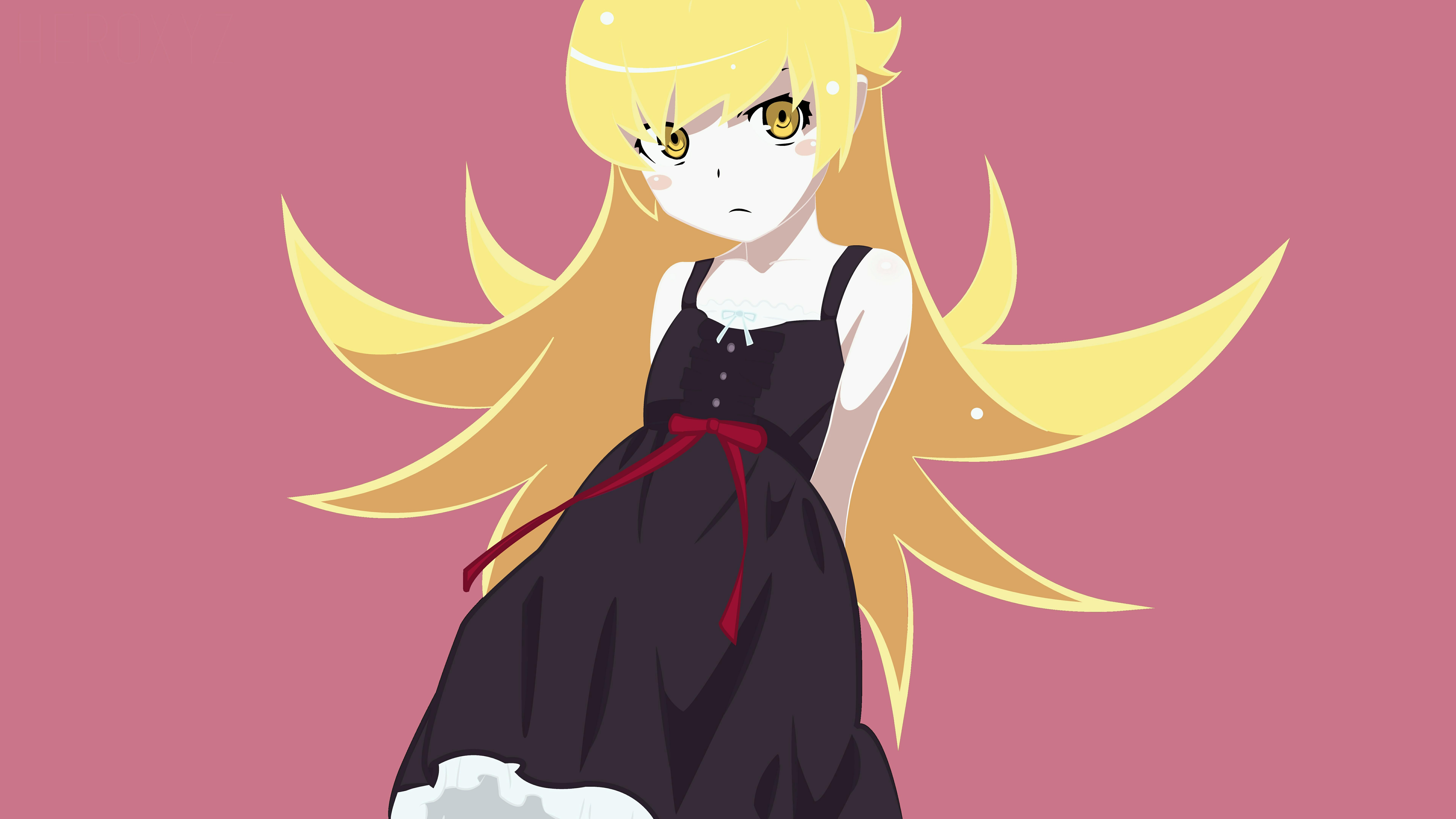 Wallpaper Illustration, Blonde, Long Hair, Monogatari - Vector Graphics - HD Wallpaper 