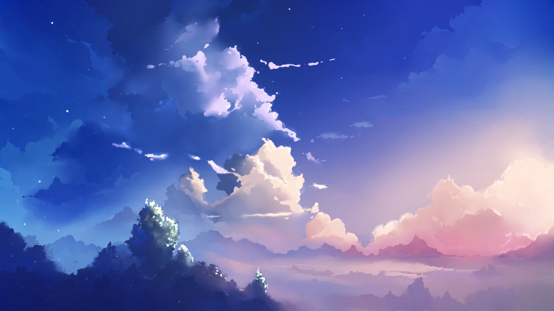 Anime Sky Background - HD Wallpaper 