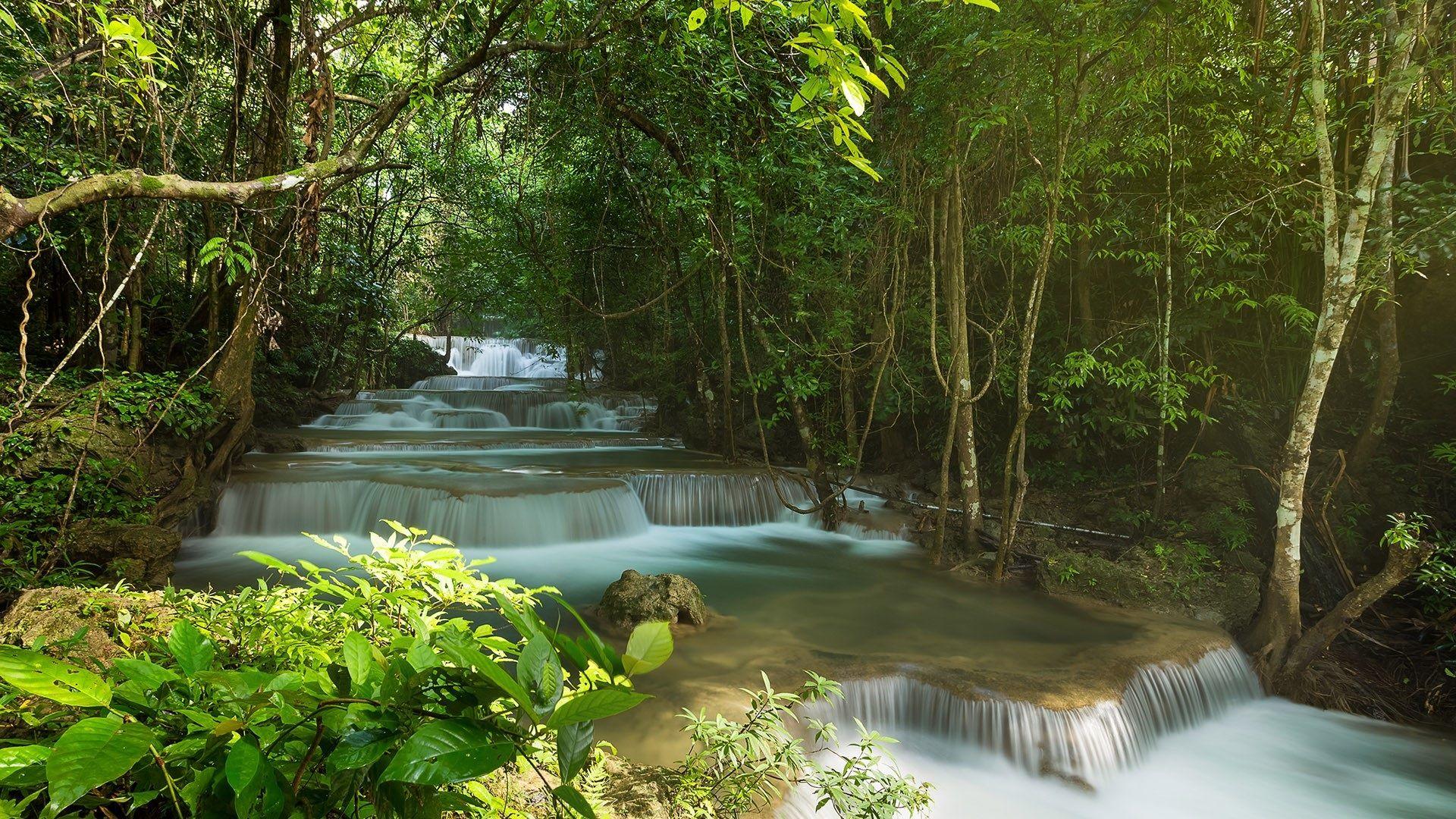 Windows Spotlight Wallpaper - Huay Mae Waterfall Kanchanaburi Thailand - HD Wallpaper 