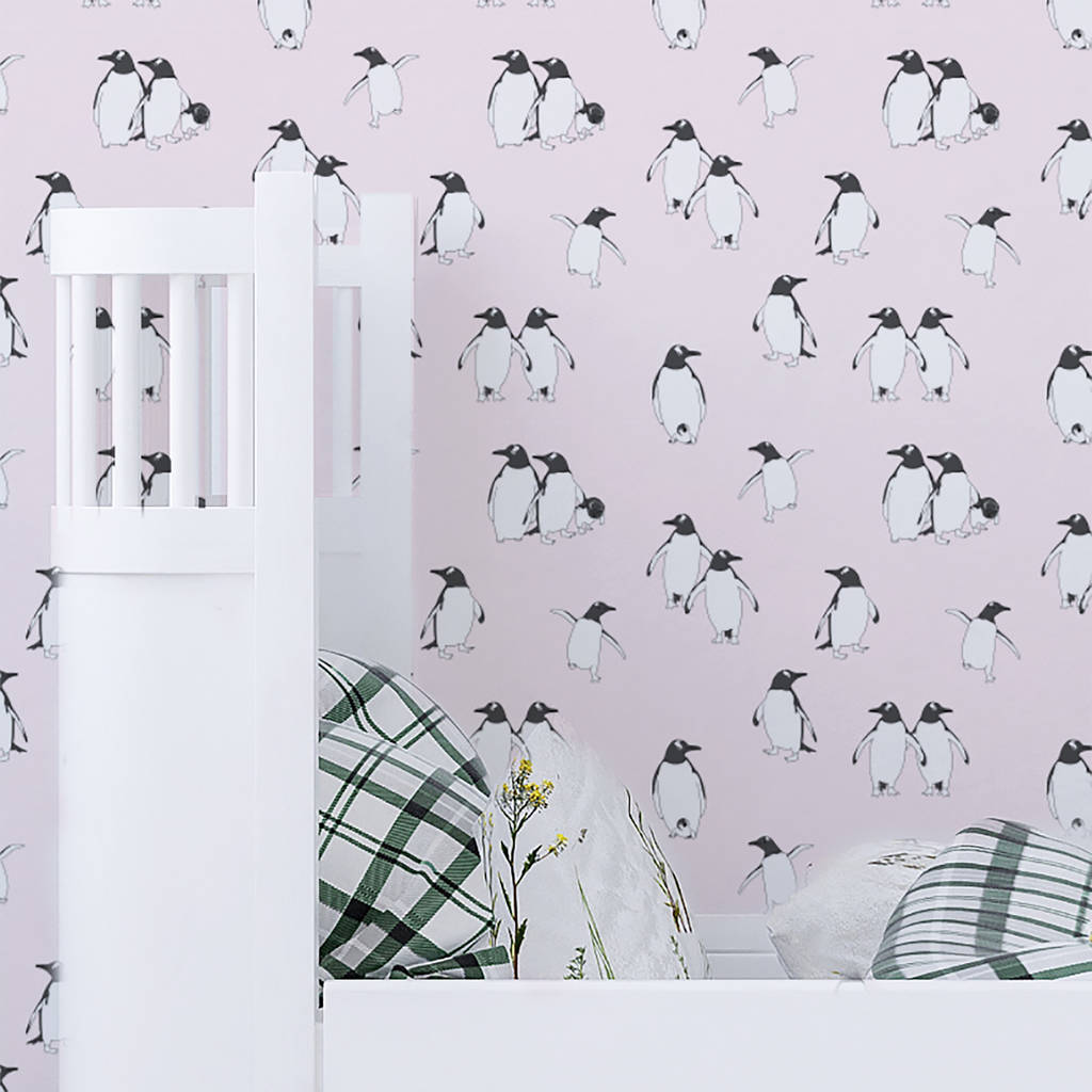 Unisex Childrens Wallpaper - Penguin Bedroom - HD Wallpaper 