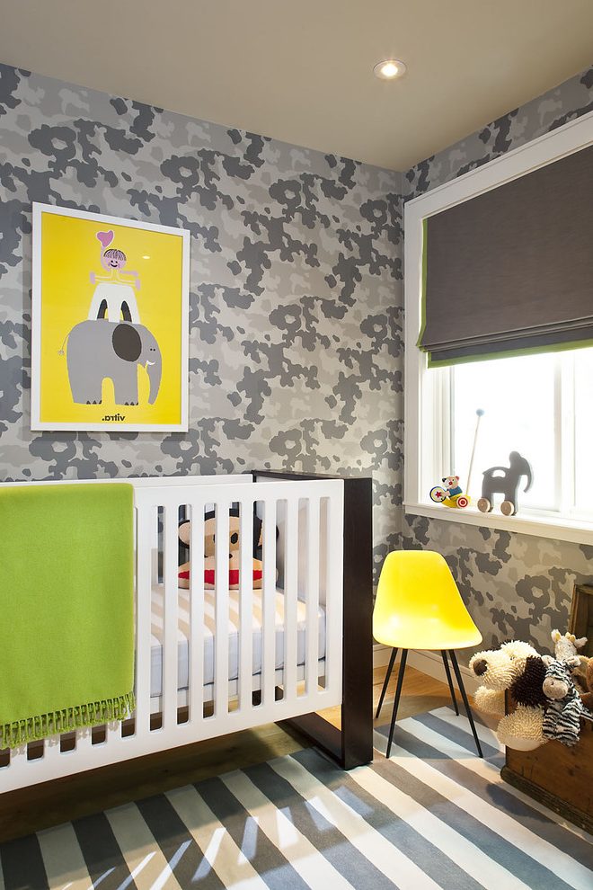 Owl Wallpaper Nursery Transitional With Camouflage - Window Blind - HD Wallpaper 