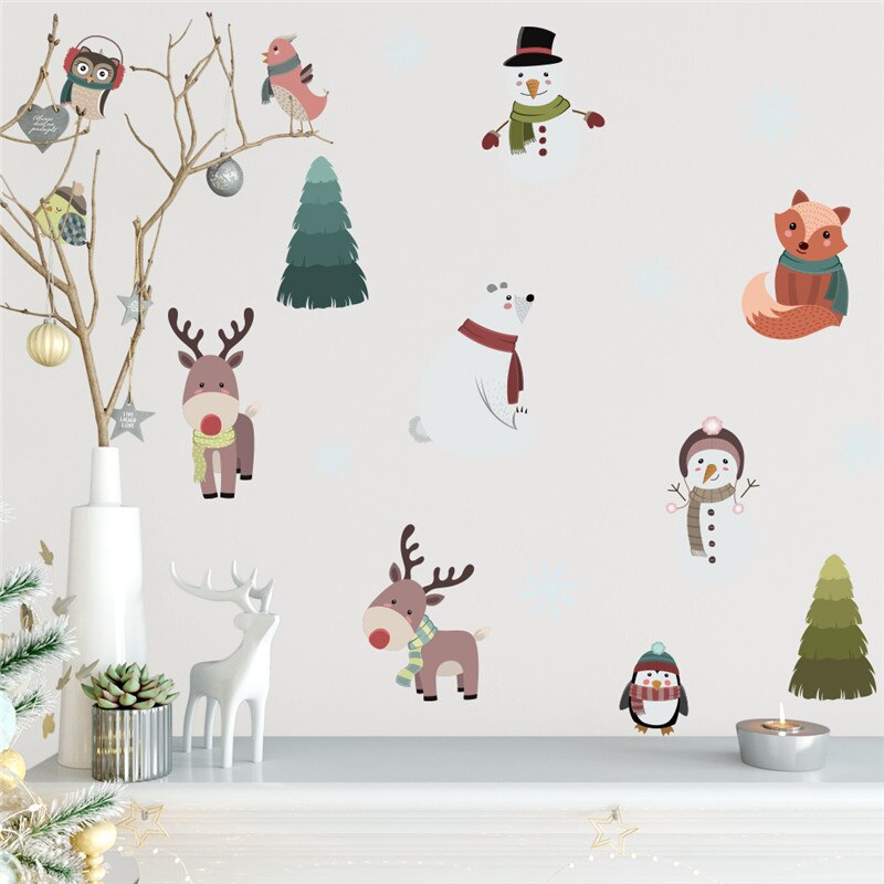 Vacclo Forest Animal Tress Diy Home Wall Sticker Christmas - Sticker ...