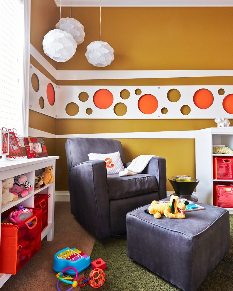 Orange County Modern Nursery Wallpaper Nursery Contemporary - Living Room - HD Wallpaper 