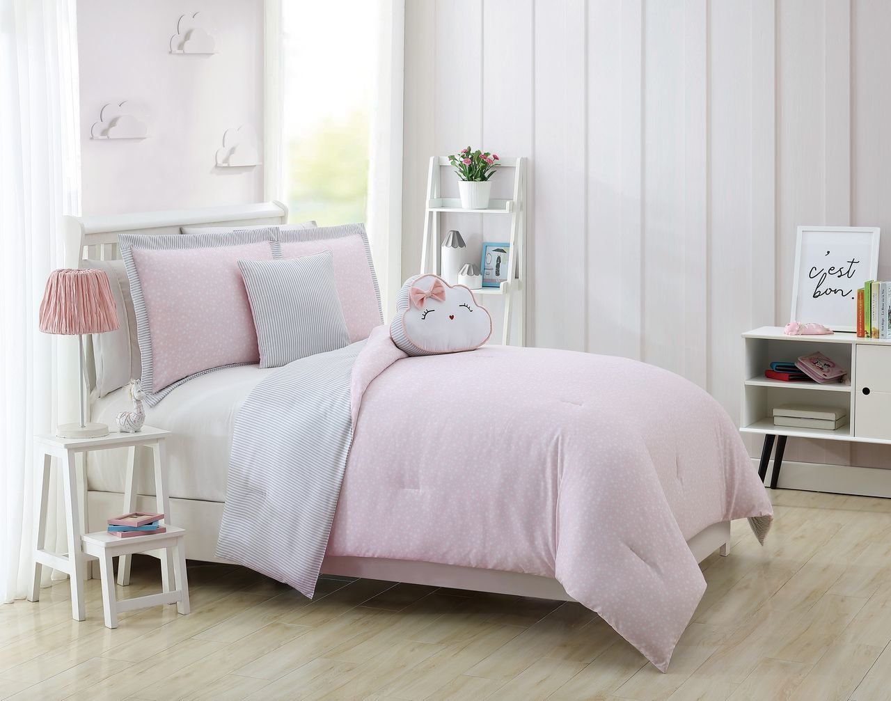 Popular Pink Grey And White Bedding Carter Gray Comforter - Gray Pink White Bed Set - HD Wallpaper 
