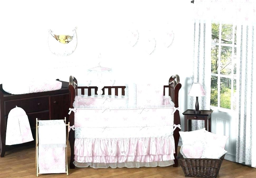 Baby Girl Butterfly Bedding Sets Pink And Grey Nursery - Cot Bedding Pink And Grey - HD Wallpaper 
