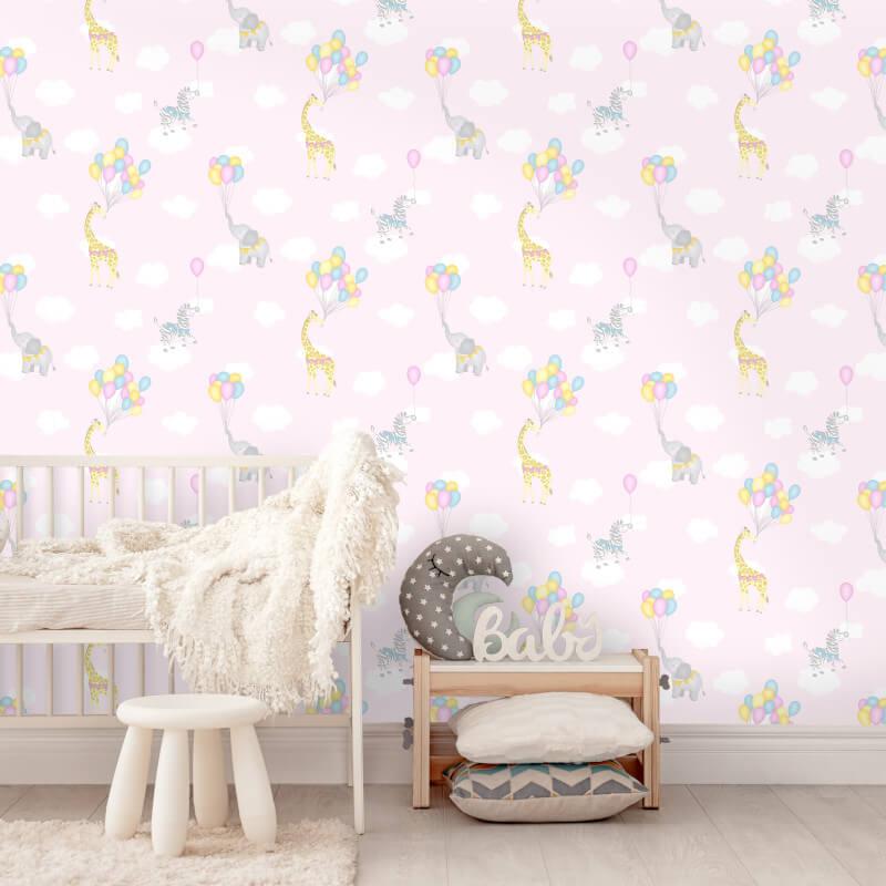 Holden Decor Animal Balloons Pink Multi Kids Nursery - Nursery Unisex - HD Wallpaper 