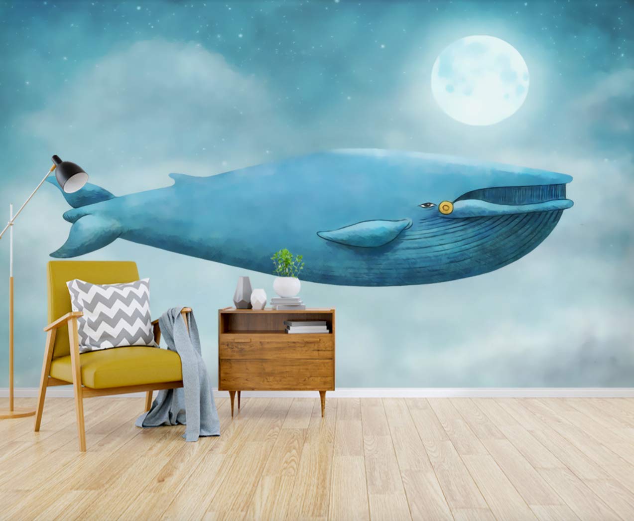 Muraviewall Blue Background Blue Whale Nursery Wallpaper, - Home Wall - HD Wallpaper 