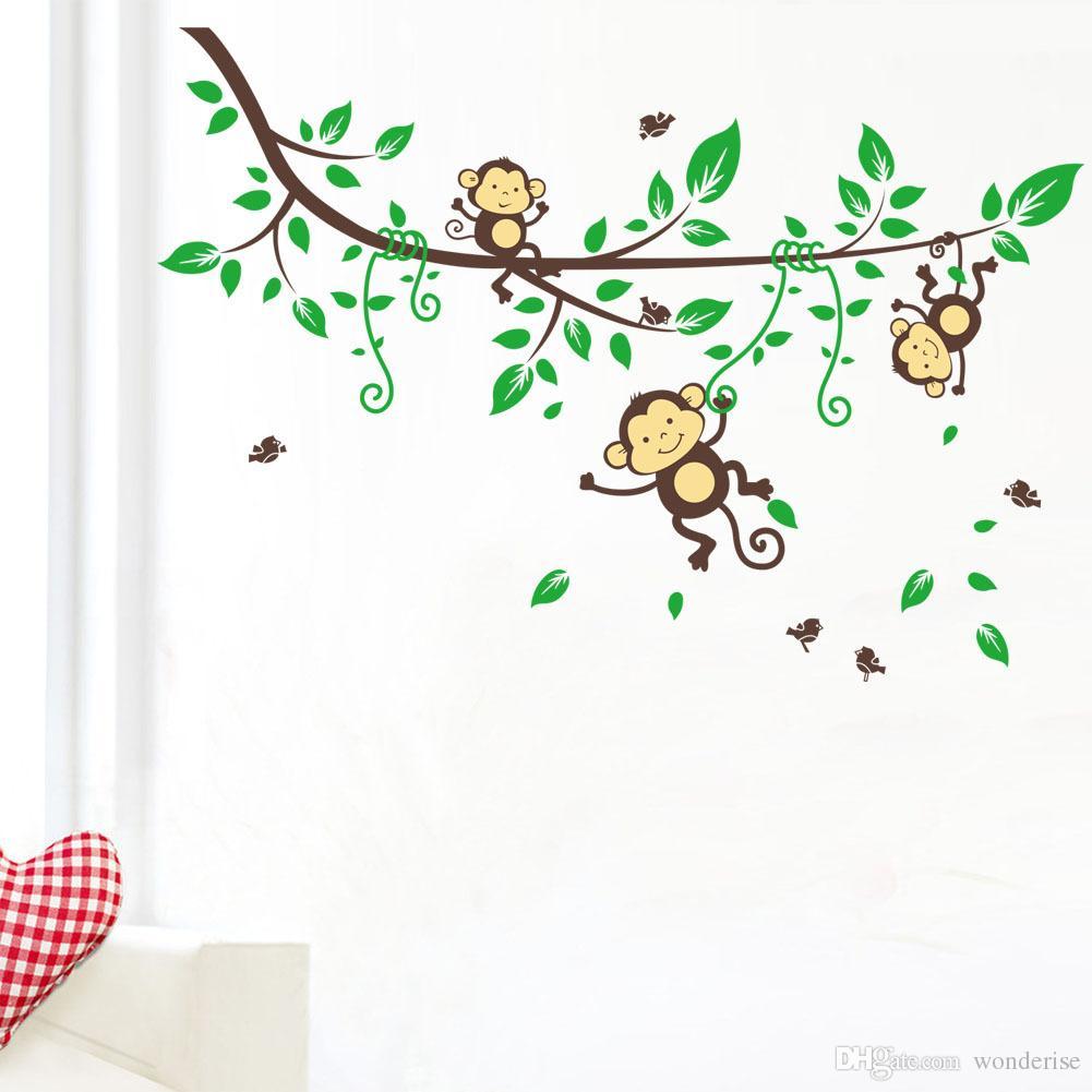 Monkeys In Tree Cartoon - HD Wallpaper 