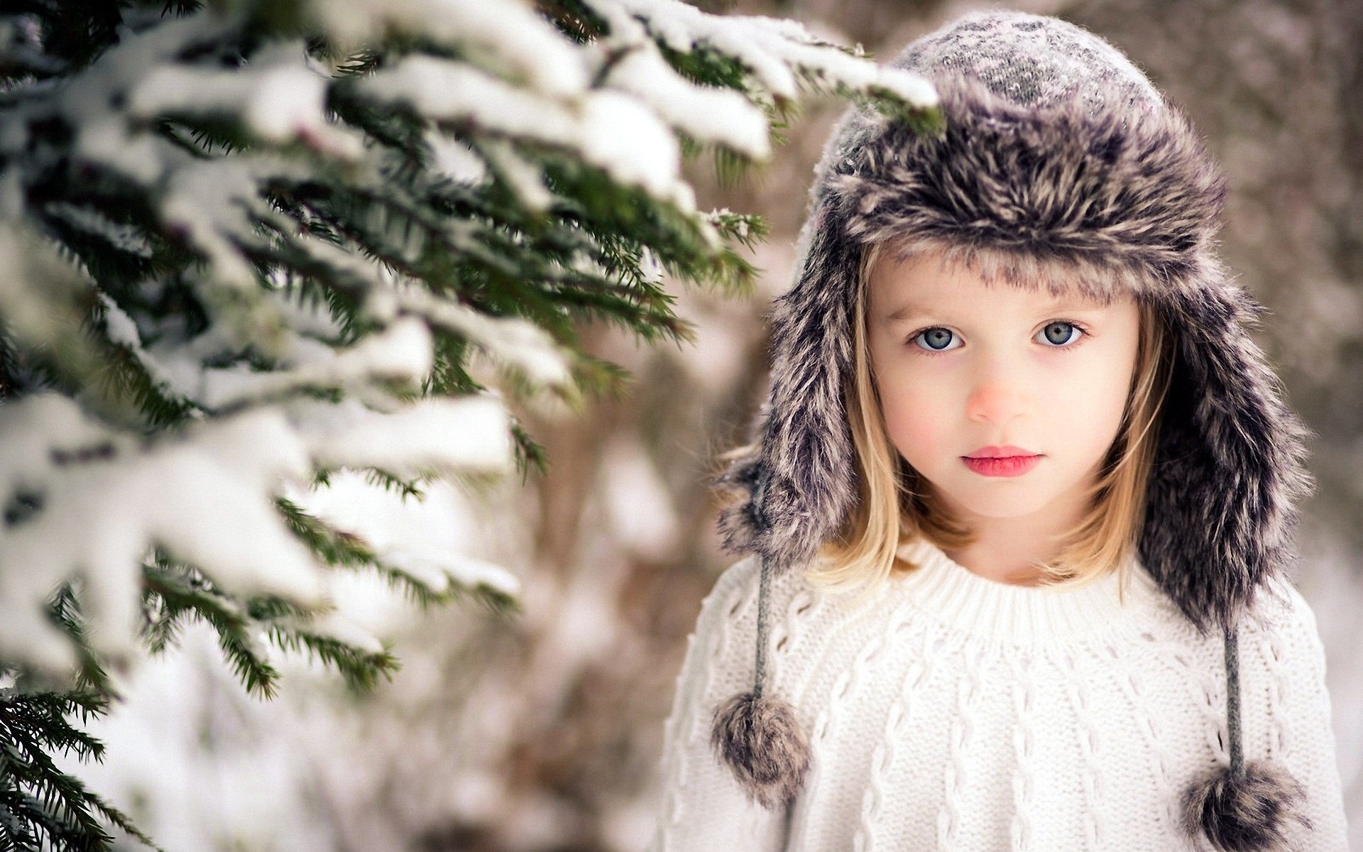 Children Girl Hat Snow Winter - Winter Children - HD Wallpaper 