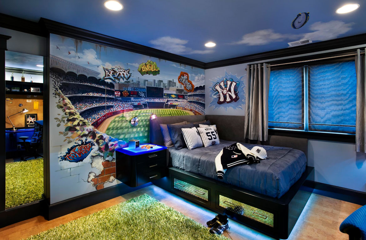 Really Fun Sports Themed Bedroom Ideas - Cool Sports Room Ideas - HD Wallpaper 