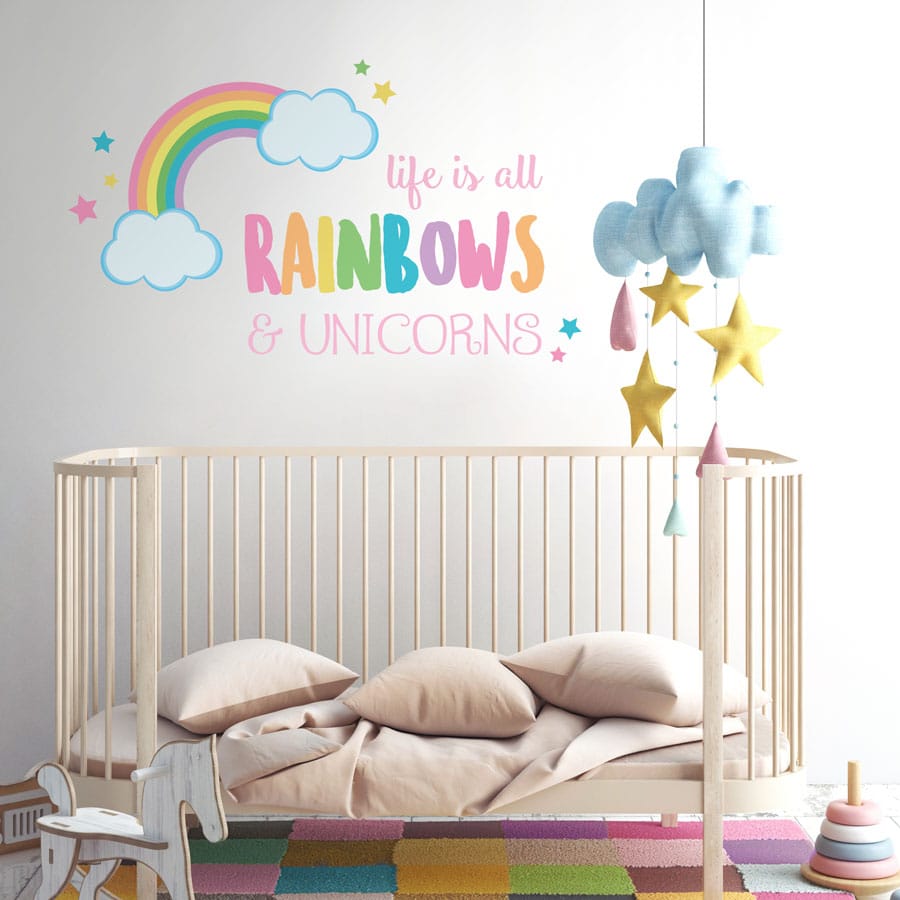Life Is All Rainbows And Unicorns Quote Wall Sticker - Παιδικοι Πινακεσ Ζωγραφικησ Με Νεραιδεσ - HD Wallpaper 