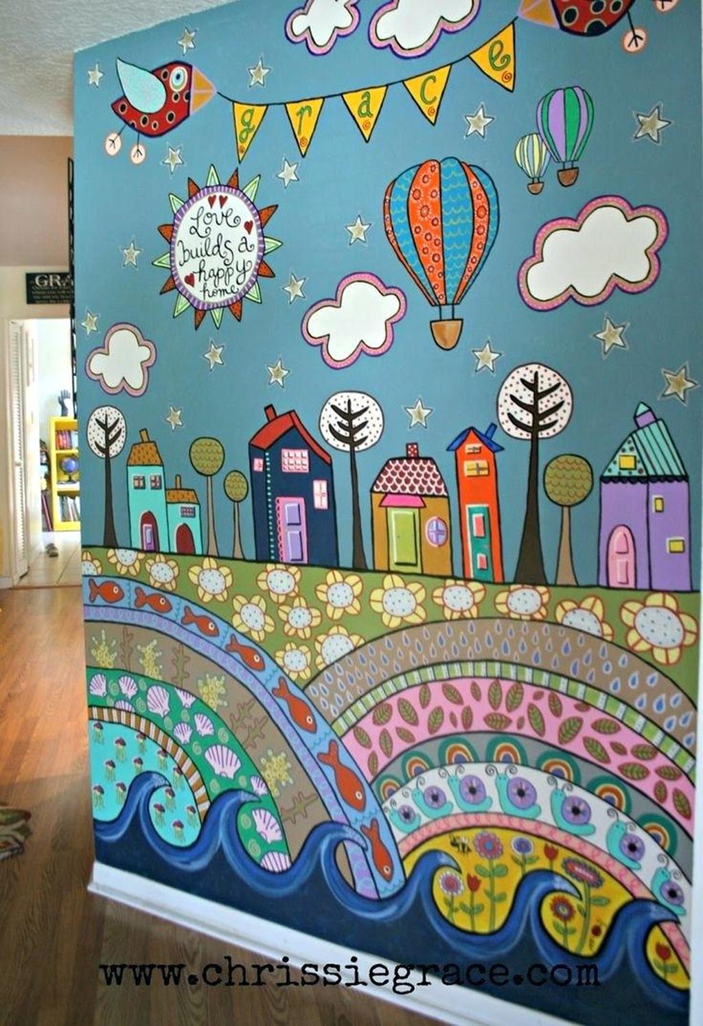 134628 Rainbow Wallpaper For Kids Room Best Girls Bedroom - School Front Wall Painting Ideas - HD Wallpaper 