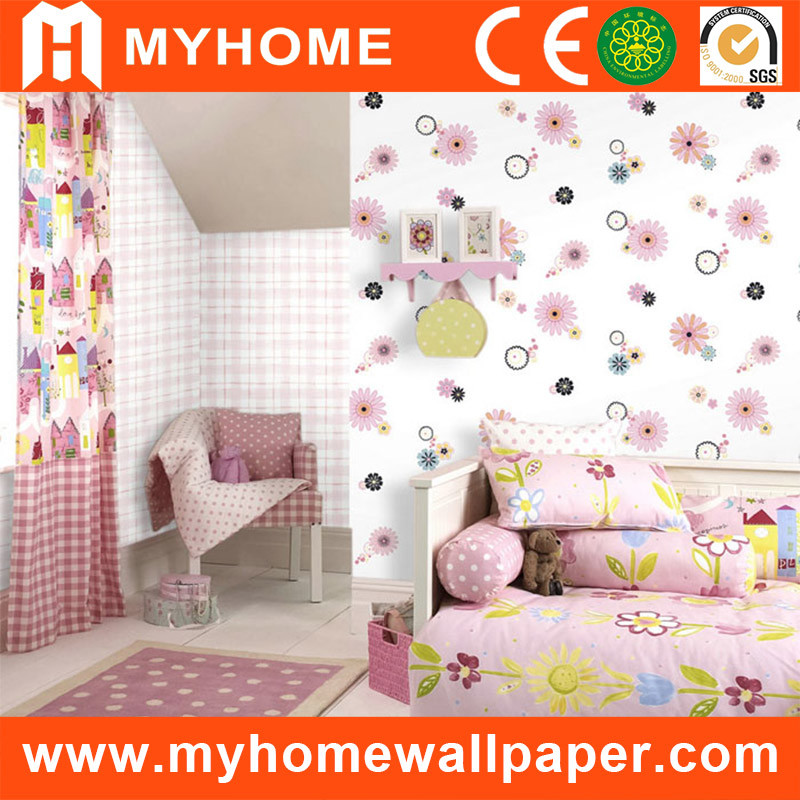 Floral Design Kids Room Decor Paper Wallpaper Pictures - Curtains For Kid's Bedrooms - HD Wallpaper 