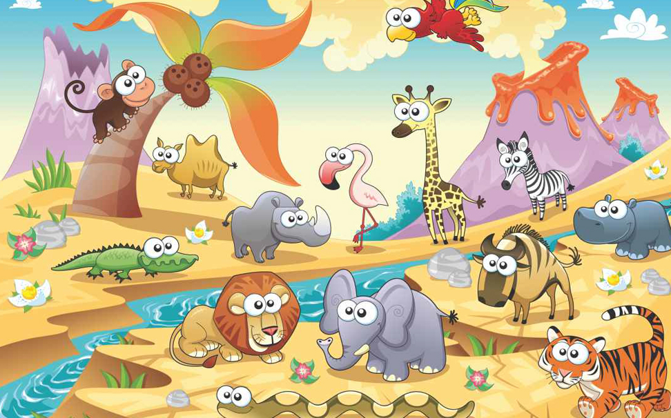 Savannah Animal Family - Savannah Animals Cartoon Free - HD Wallpaper 