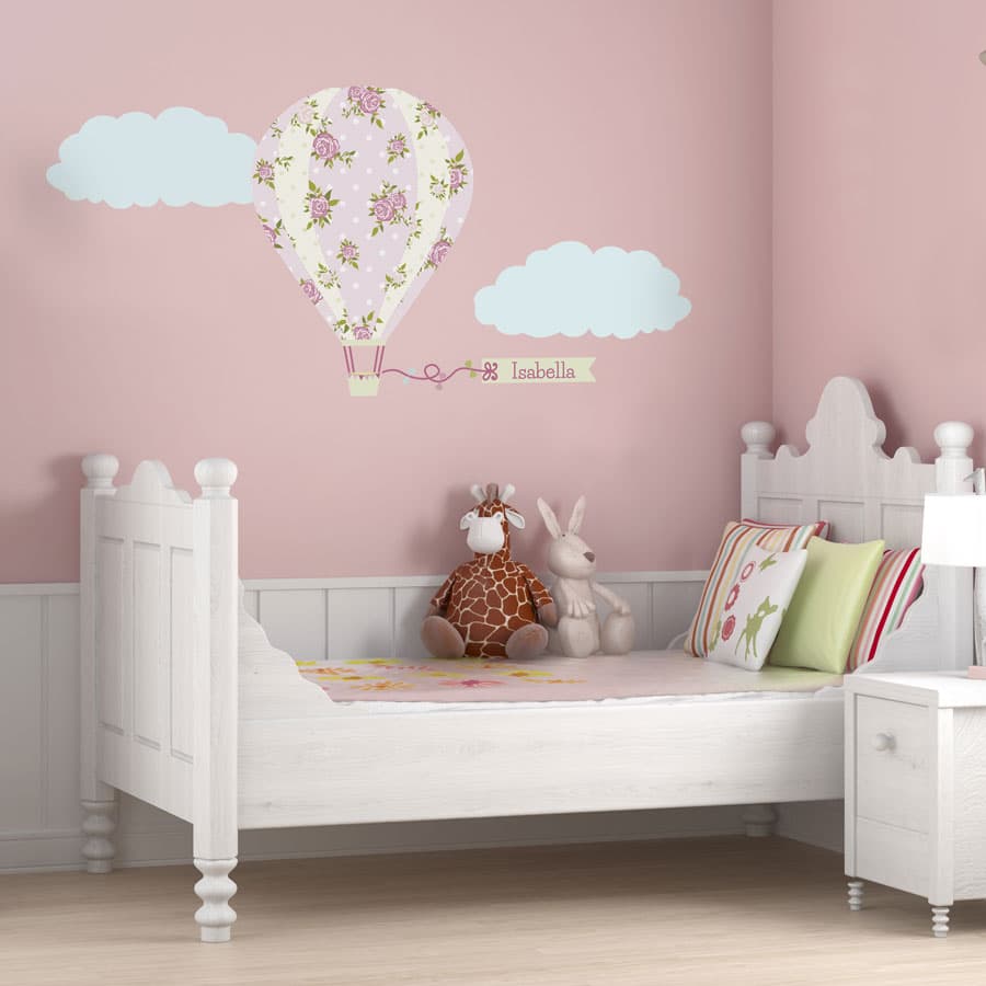 Personalised Vintage Hot Air Balloon Wall Sticker - Stickers Miroir - HD Wallpaper 