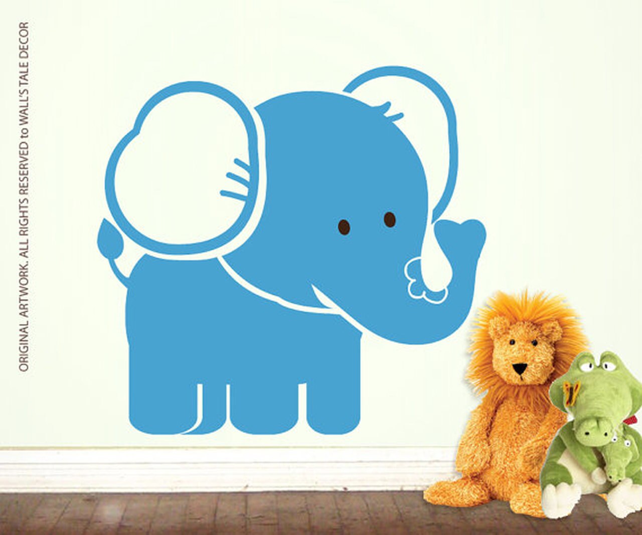 Ice Blue Elephant Wall Decal - Stuffed Toy - HD Wallpaper 