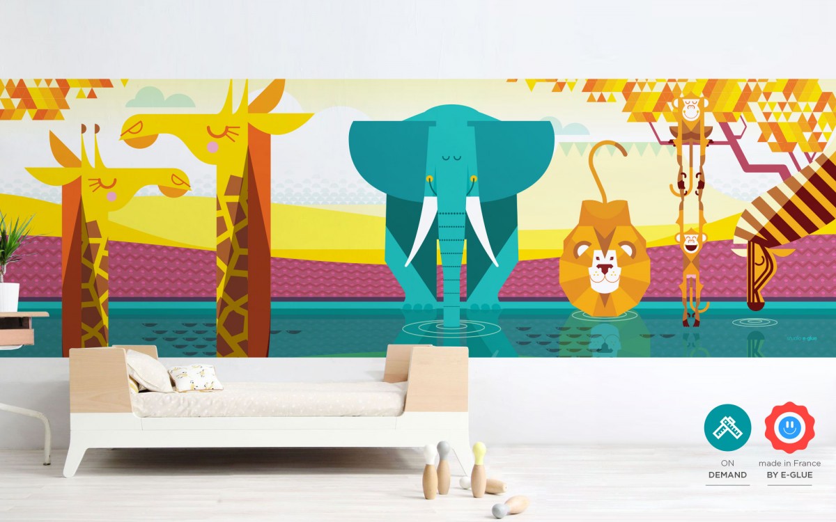 Panoramic African Plain Custom Kids Wall Murals Wallpaper - Wallpaper - HD Wallpaper 