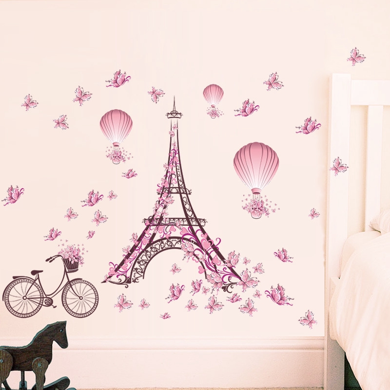 Gambar Menara Eiffel Kartun Pink - HD Wallpaper 
