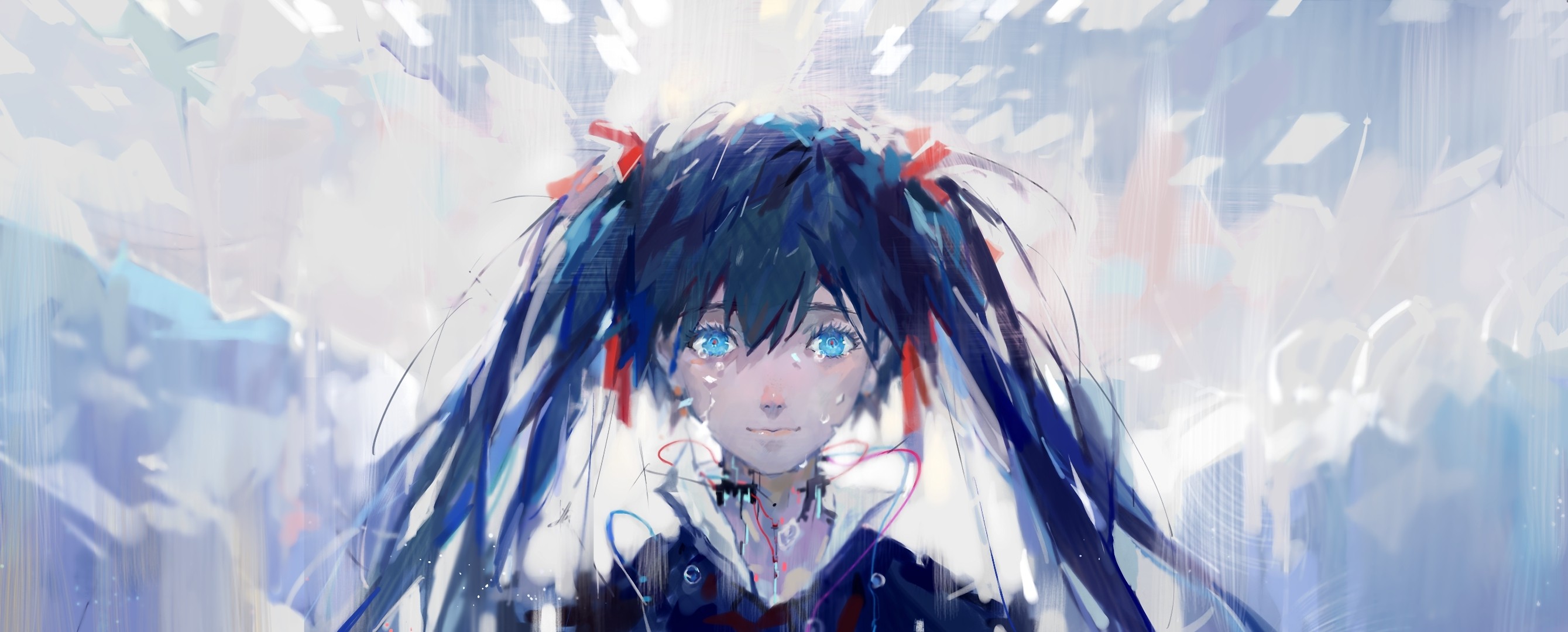 Hatsune Miku Sad Smile - 2679x1080 Wallpaper - teahub.io