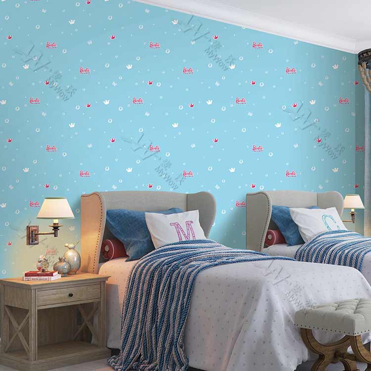 Kids Room Decoration Lovely Pattern Design Non-woven - Room Wallpaper In Blue Color - HD Wallpaper 