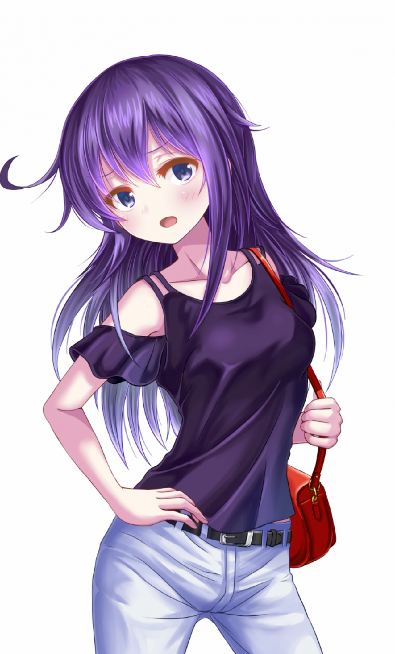 Anime Girl Purple Hair Casual - HD Wallpaper 