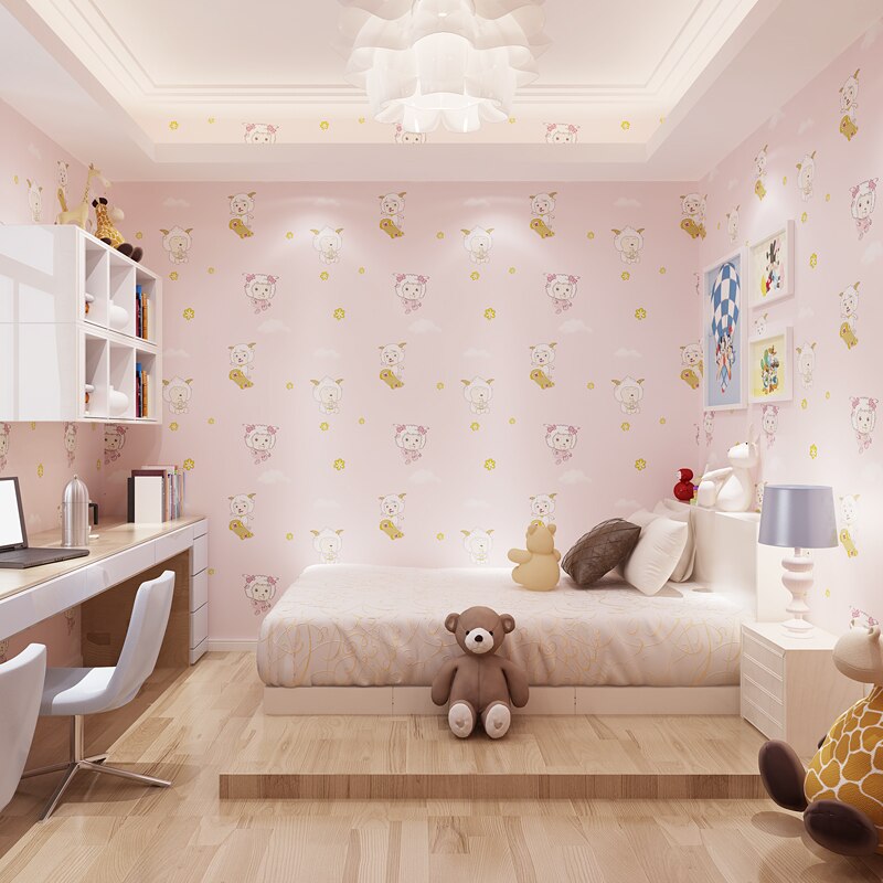 New Kids Wallpapers Cute Cartoon Animals Lambs Happy - Kamar Tidur Ungu Muda - HD Wallpaper 