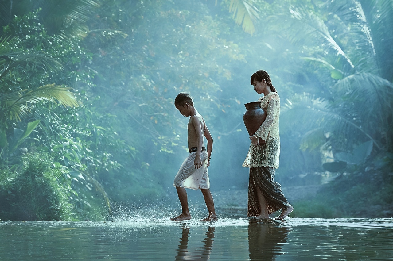 Girl And Boy In A Jungle - HD Wallpaper 