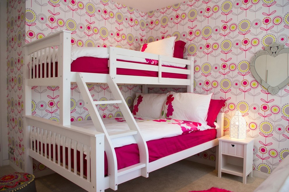 Ikea Bunk Bed Ideas Kids Contemporary With Girls Bedroom - Queen Size Bunk Beds For Girls - HD Wallpaper 