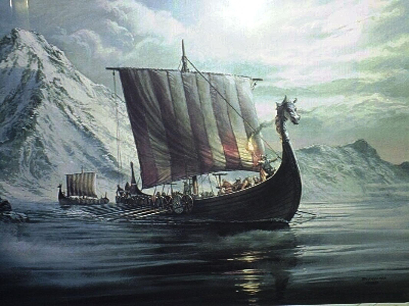 Viking Wallpaper - Viking Ship In Water - HD Wallpaper 