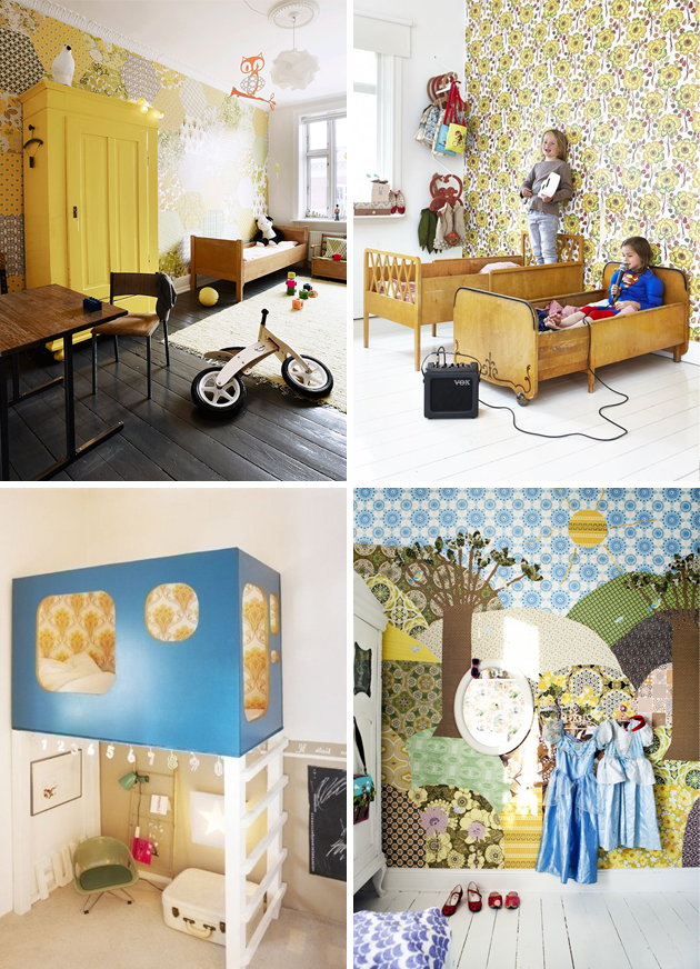 Vintage Wallpaper Kids Room Yellow - Cool Rooms - HD Wallpaper 