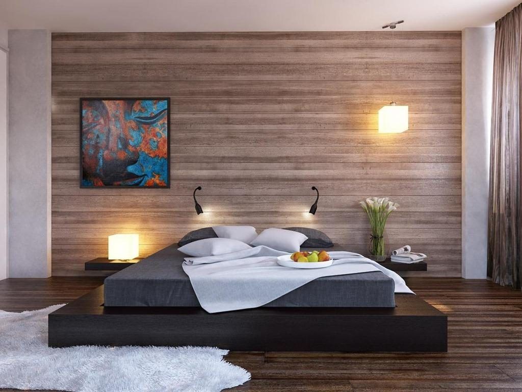 Modern Wood Accent Wall Bedroom - HD Wallpaper 
