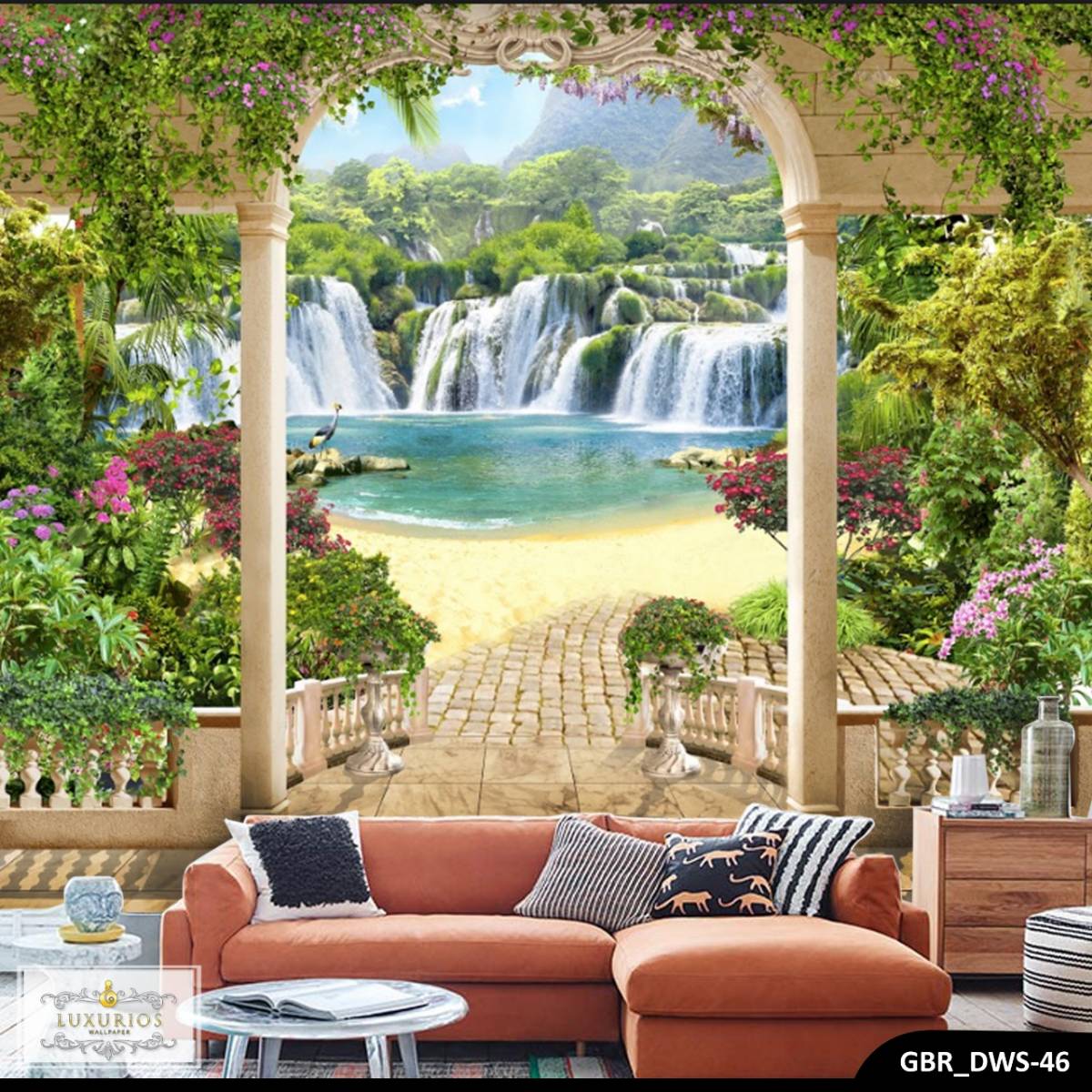 Wallpaper Custom Wallpaper 3d Wallpaper Dinding Air - Waterfall Studio Background - HD Wallpaper 