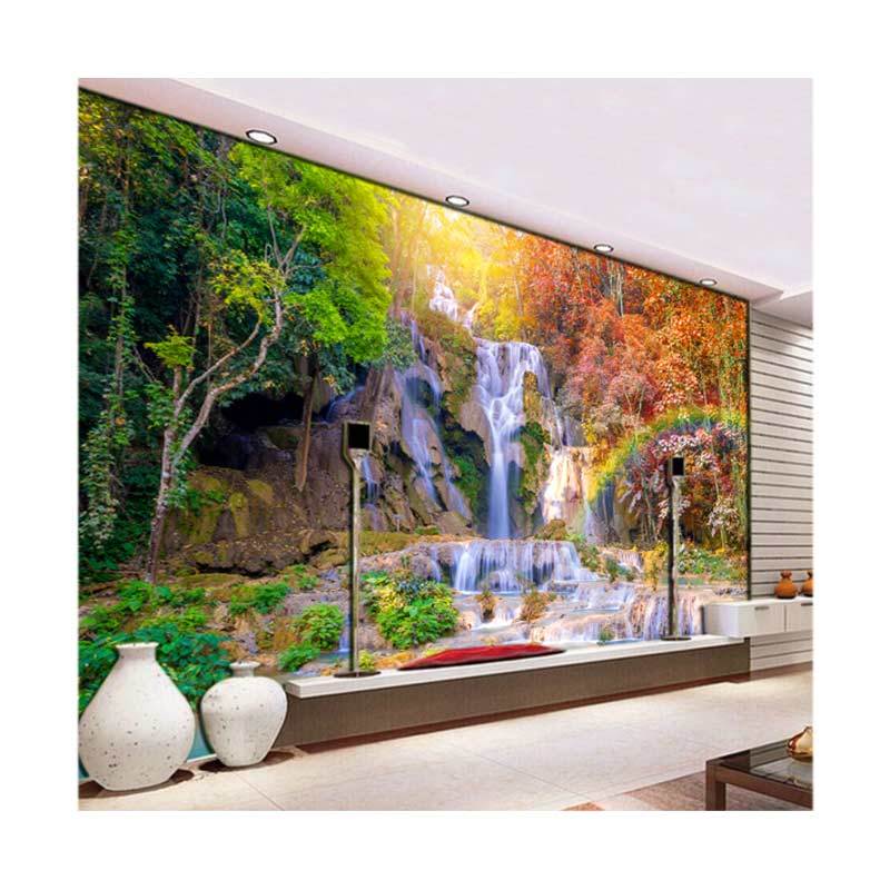 Waterfall Nature Scenery Wall Beautiful Painting - HD Wallpaper 