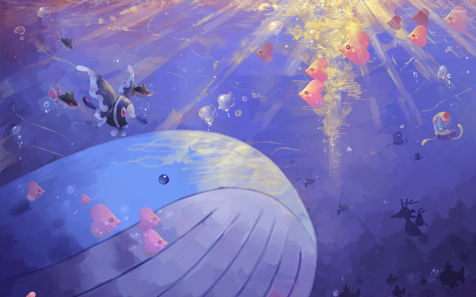 Cute Whale Wallpaper - Pokemon Space Art - HD Wallpaper 